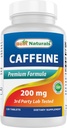 最佳天然咖啡因药丸200mg,120count
