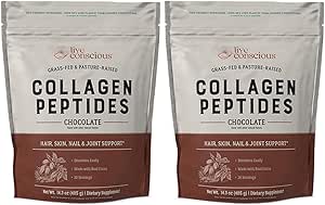 Live Agented Collagen Peptides Powder - 巧克力Collagen Powder - 头发,皮肤,钉子,以及联合支持 - 类型 I & III Grass-Fed Collagen 男女补充(2-Pack)