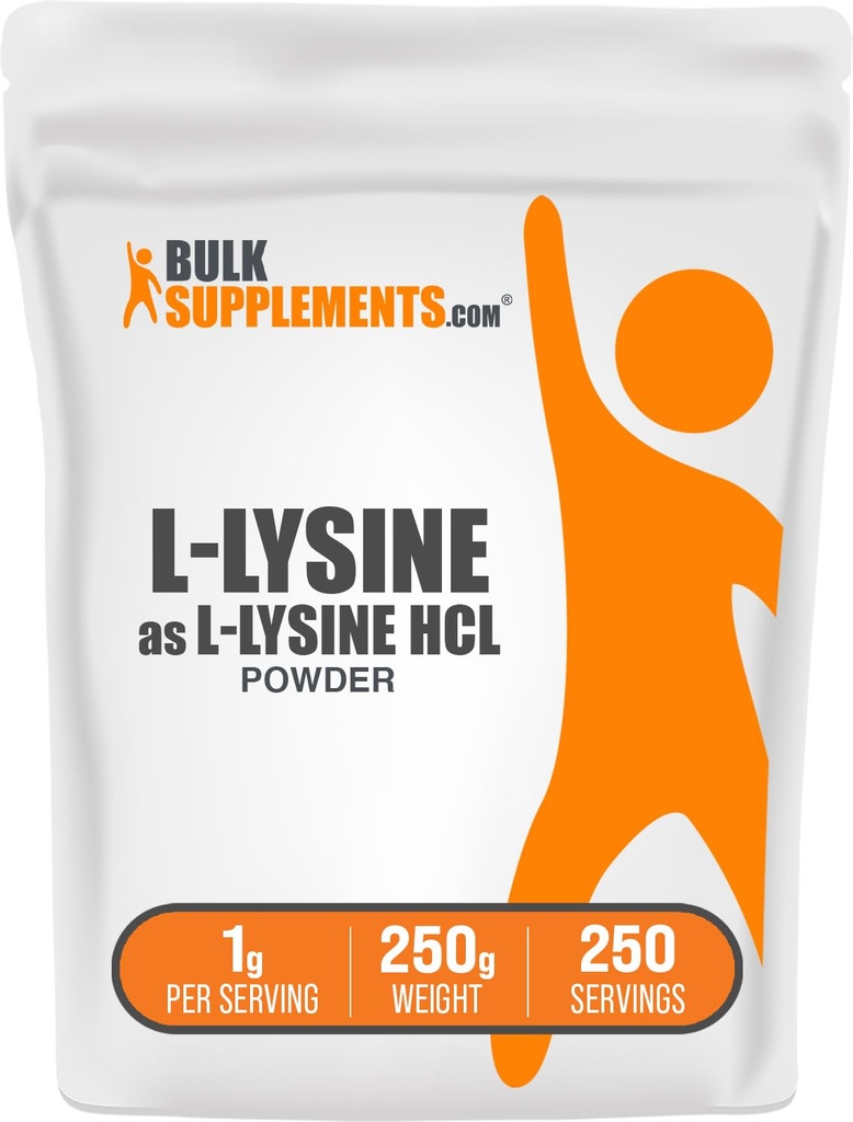 Bulk Assupports.com L-Lysine Powder - Lysine Assuppose,基本氨基酸,用于免疫支持 - Gluten Free,每役1克,250克(8.8 oz)(一包)