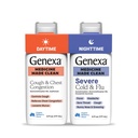 Genexa Daytime Cough & Contracting + Nighttime 重冷 & Flu Combo Pack, Dye Free, 0% 人工添加剂, 液态多声道咳嗽, Cold, & Flu, 有机蓝莓 Flavor, 12 fl oz (2 Pack)