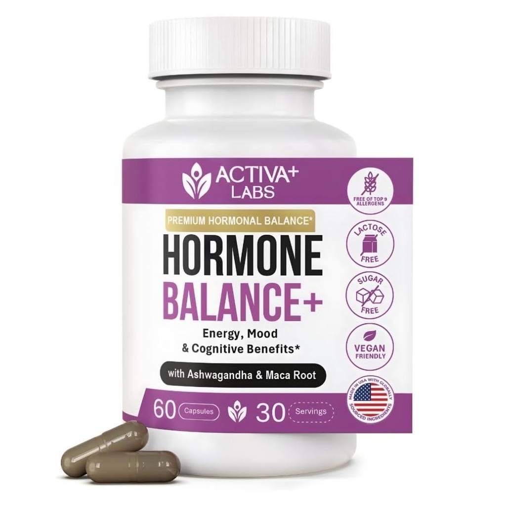 Activa Labs+ Hormone Balance for Women | Boost Energy, Mood, Libido and Focus | Supports Cycle&Menopause Comfort | Gluten, Soy&Lactose Free | 30 Day Supply