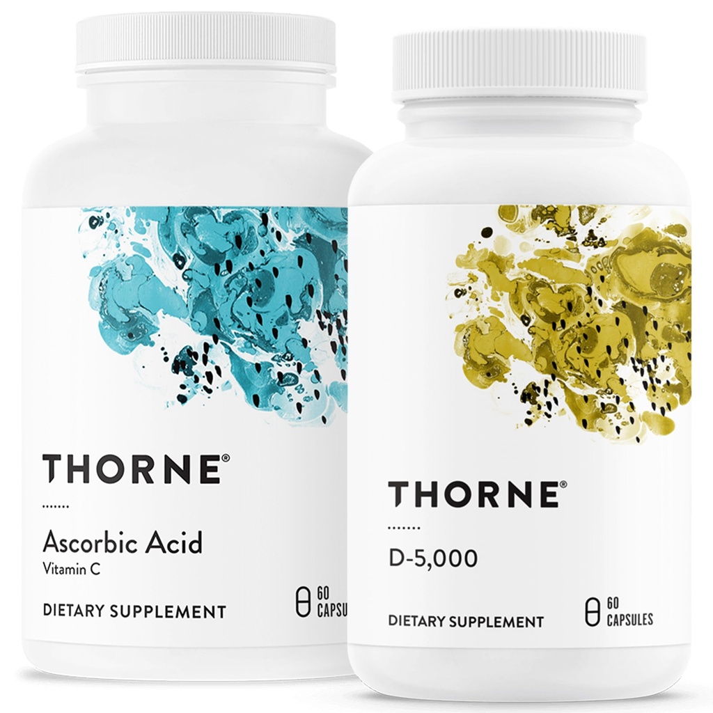 THORNE - Immune & Wellness Support Bundle - Asorbic Acid & Vitamin D-5000 - 抗氧化剂和免疫功能 - 60 services