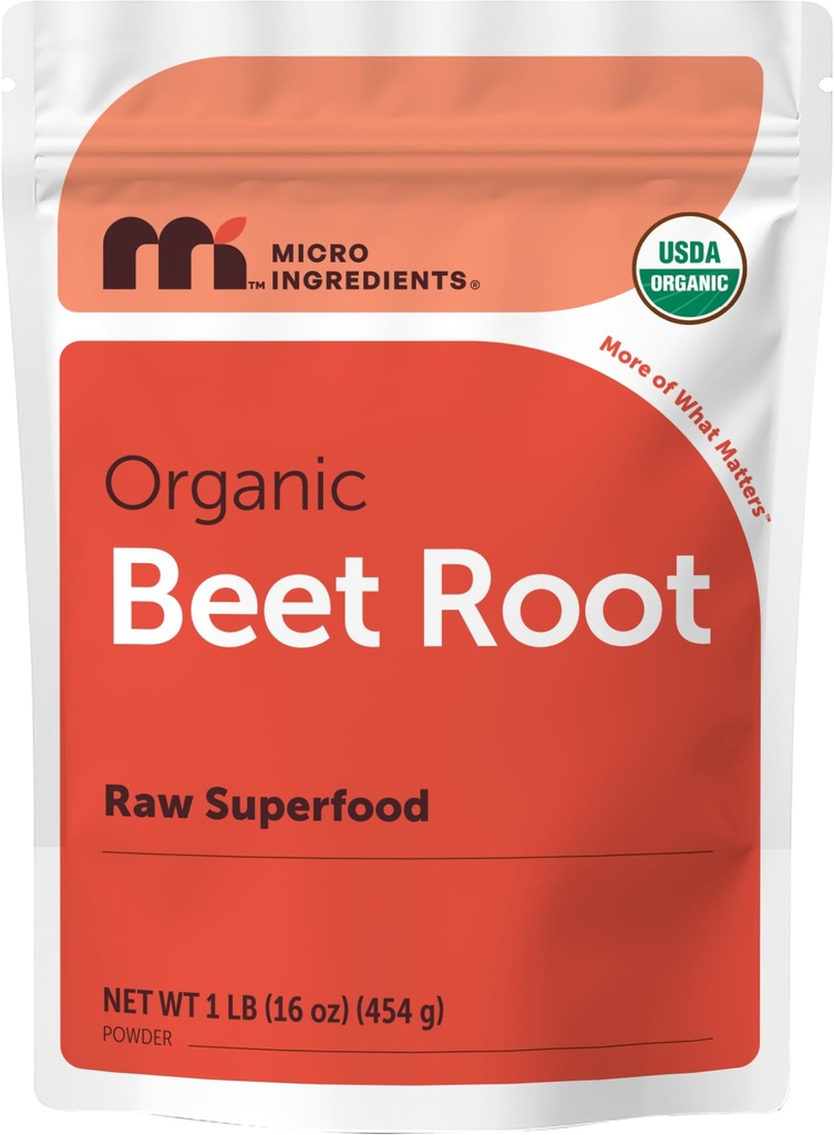Micro Ingredients Organic Beet Root Powder, 1lb | Water Soluble, Highly Concentrated Raw Beet Supplement | Superfood Drink Mix | Non-GMO, Vegan Friendly, Plant Based