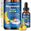 Magnesium Drops - Magnesium Glycinate Liquid Drops for Kids - Calm, Sleep, Relaxation, Bones, Brain Support with Vitamin B6, C, D3, Omega-3, L-Theanine, Zinc, Multivitamins - Pineapple Flavor 2 Fl Oz