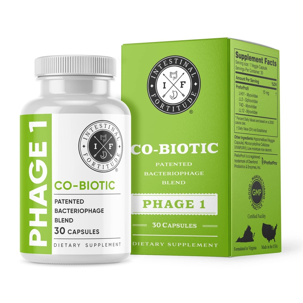 肠道坚固症1 - 终极固醇健康补充剂,全面恢复肠道防御,专利化的Bacteriophage Blend for Gut Support, 消化和免疫系统健康, 摧毁坏细菌