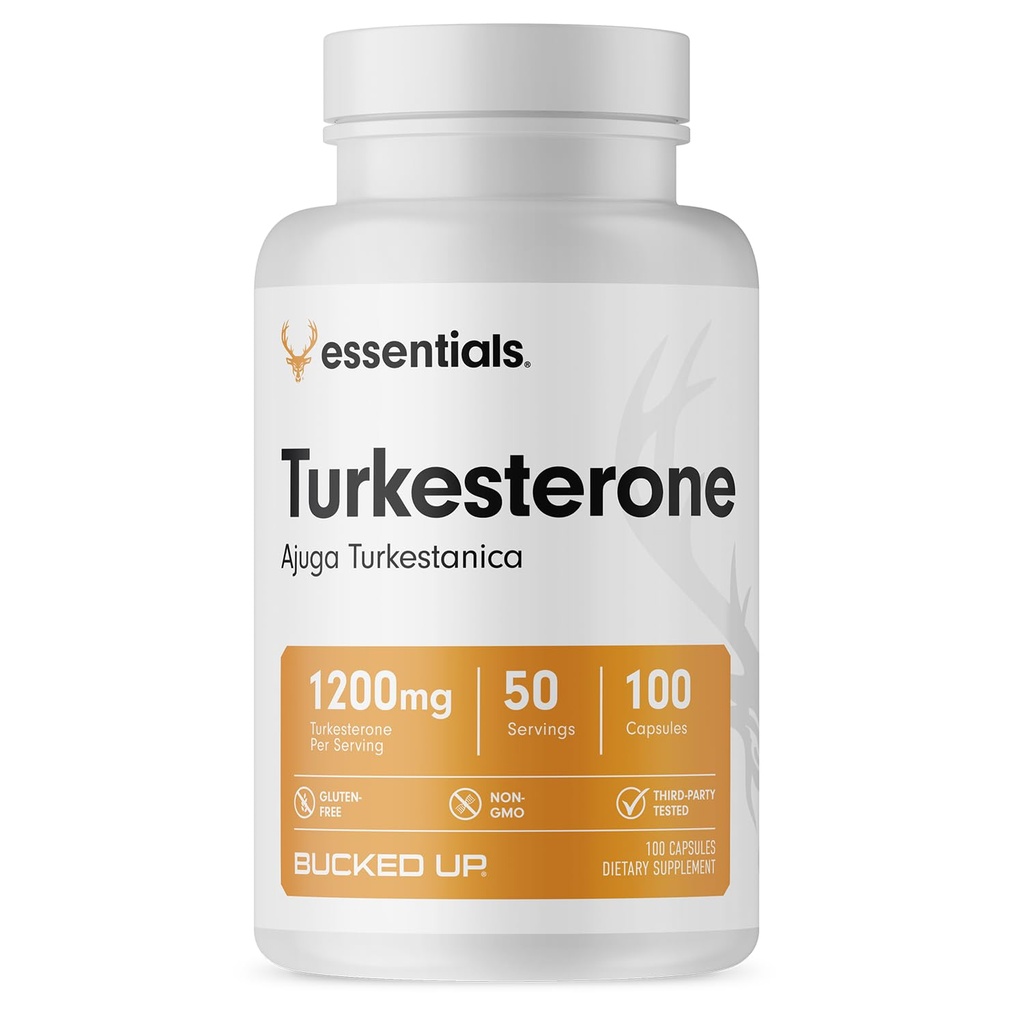 Bucked Up Turkesterone 1200mg | Ajuga Turkestanica Extract Standardized 10% | Non GMO Gluten Free Third Party Tested | Plant Based Supplement Capsules (100 Capsules, 50 Servings)