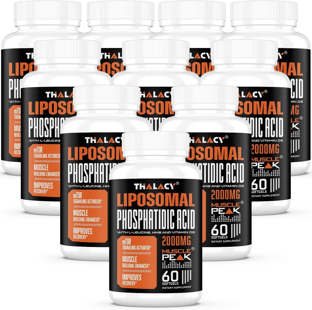 2000mg Liposomal Phosphatic酸肌肉建构器(PA),高吸收性肌肉建材供男女使用 |肌肉增殖器,mTOR蛋白质合成和精益肌肉,强力,10包