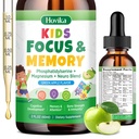 Kids Focus and Attention Supplements with Phosphatidylserine, L-Theanine, Omega-3 & Magnesium Glycinate - Kids Brain Vitamins Liquid Drops - Supports Concentration, Memory, Sleep & Mood, Green Apple