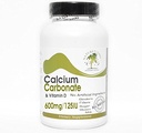 Calcium Carbonate 600mg & Vitamin D 125IU ~ 200 Capsules - No Additives ~ Naturetition Supplements