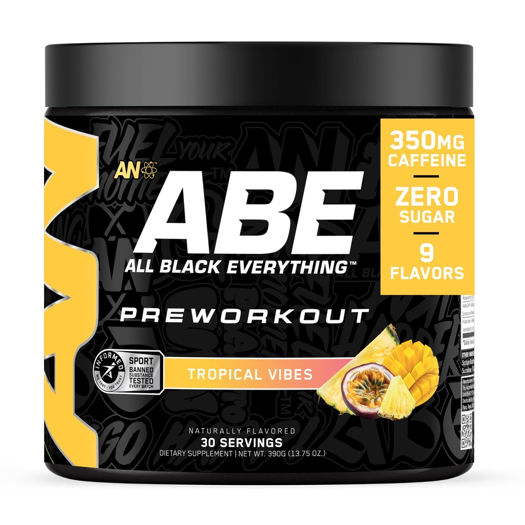 All Black Everything Pre-Workout Powder | Preworkout Energy Drink Mix | 350mg Caffeine | Beta Alanine & Citrulline | Energy Supplement for Men & Women | Tropical Vibes | 30 Servings