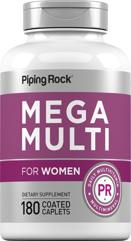 Piping Rock Multivitamin for Women | 180 Caplets | with Vitamin A, B, C, D, and E | Daily Essential Multi Supplement | Non-GMO, Gluten Free