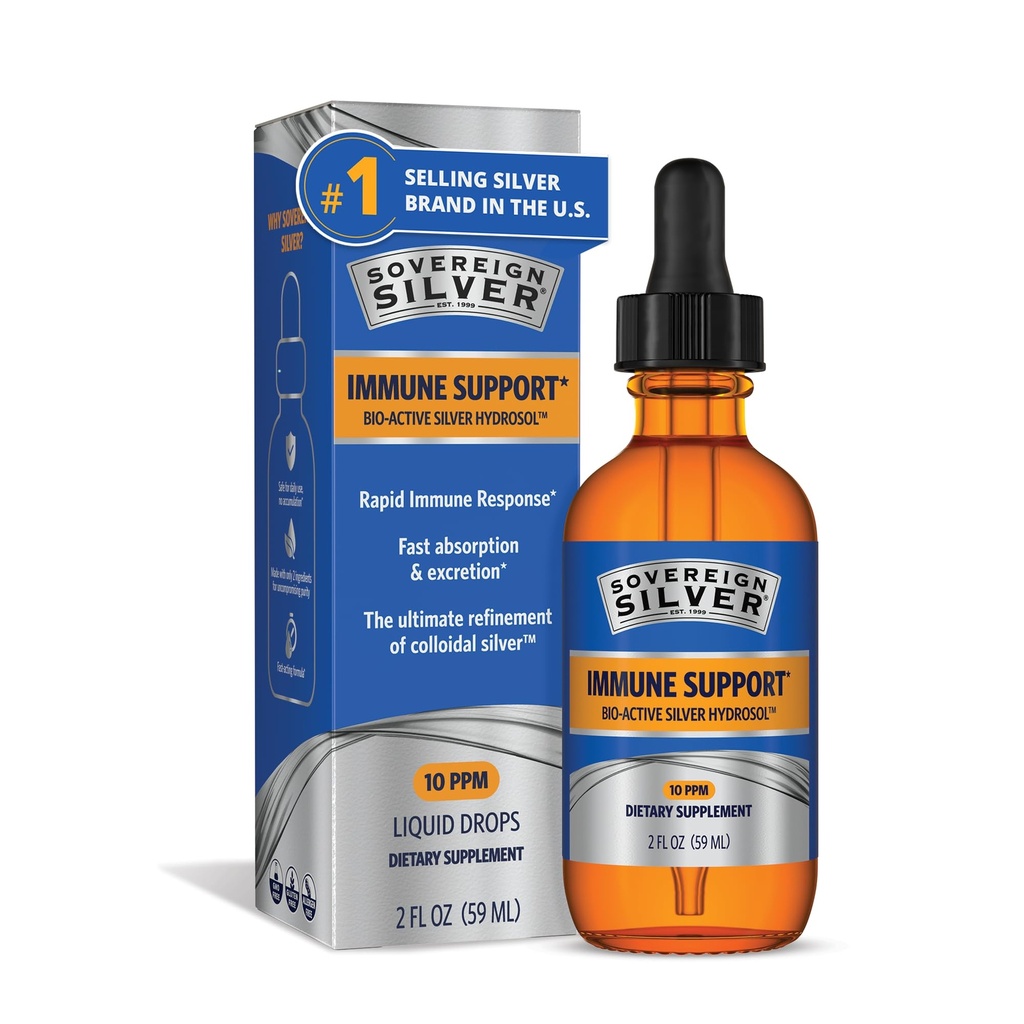 主权银质免疫支持- 共聚银, 生物活性银质水溶液, ppm, 液滴, 2 Fl Oz, (59 mL)