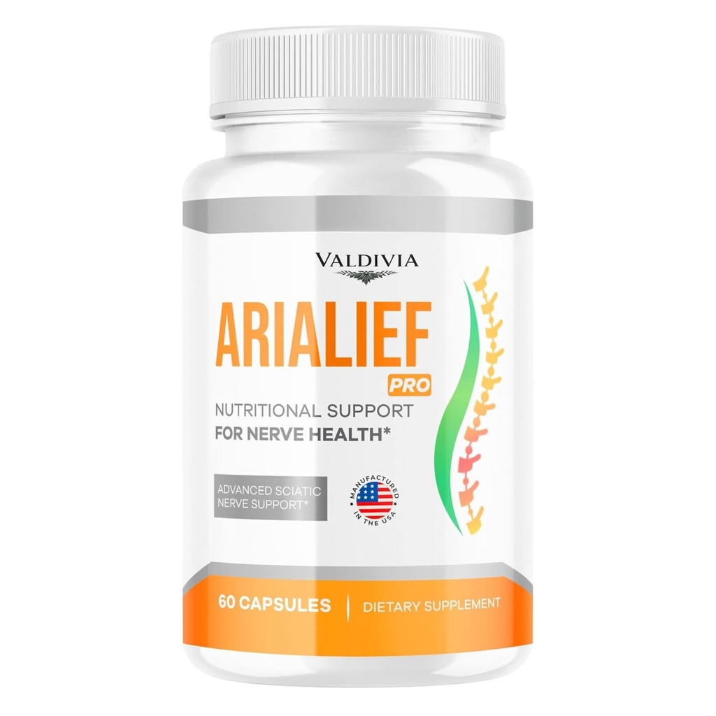 Valdivia Arialief Pro Capsules for Sciatica, Arialeaf Nutritional Support for Nerve Health, Arialeaf Prime Palm Sciatica, Aria Leaf Primepalm Aria LIEF Vitamin, 1 Month