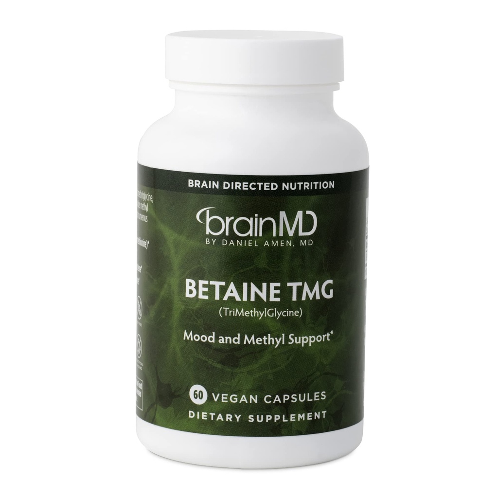 BRAINMD Dr Amen Betaine TMG - 60 Capsules - Mood & Methyl Support - Gluten Free - 30 Servings