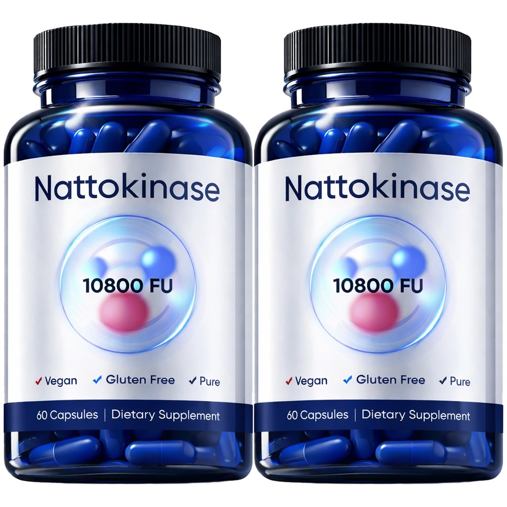 Ultimate Nattokinase Capsules, Nattokinase Supplement Organic 10800 FU Per Serving for Heart Health, and Daily Wellness Support, Vegan, Gluten Free, 60 Capsules (2)