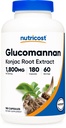 营养成本Glucomannan 1,800 mg Per service,180 Capsules - 天然纤维源,非GMO,无胶质