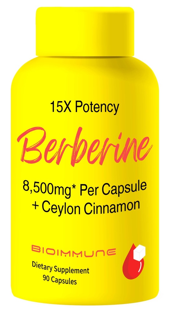 Berberine Supplement 15X Potency, Ceylon Cinnamon 增强吸收和协同效应。 8,500mg Per Capsule