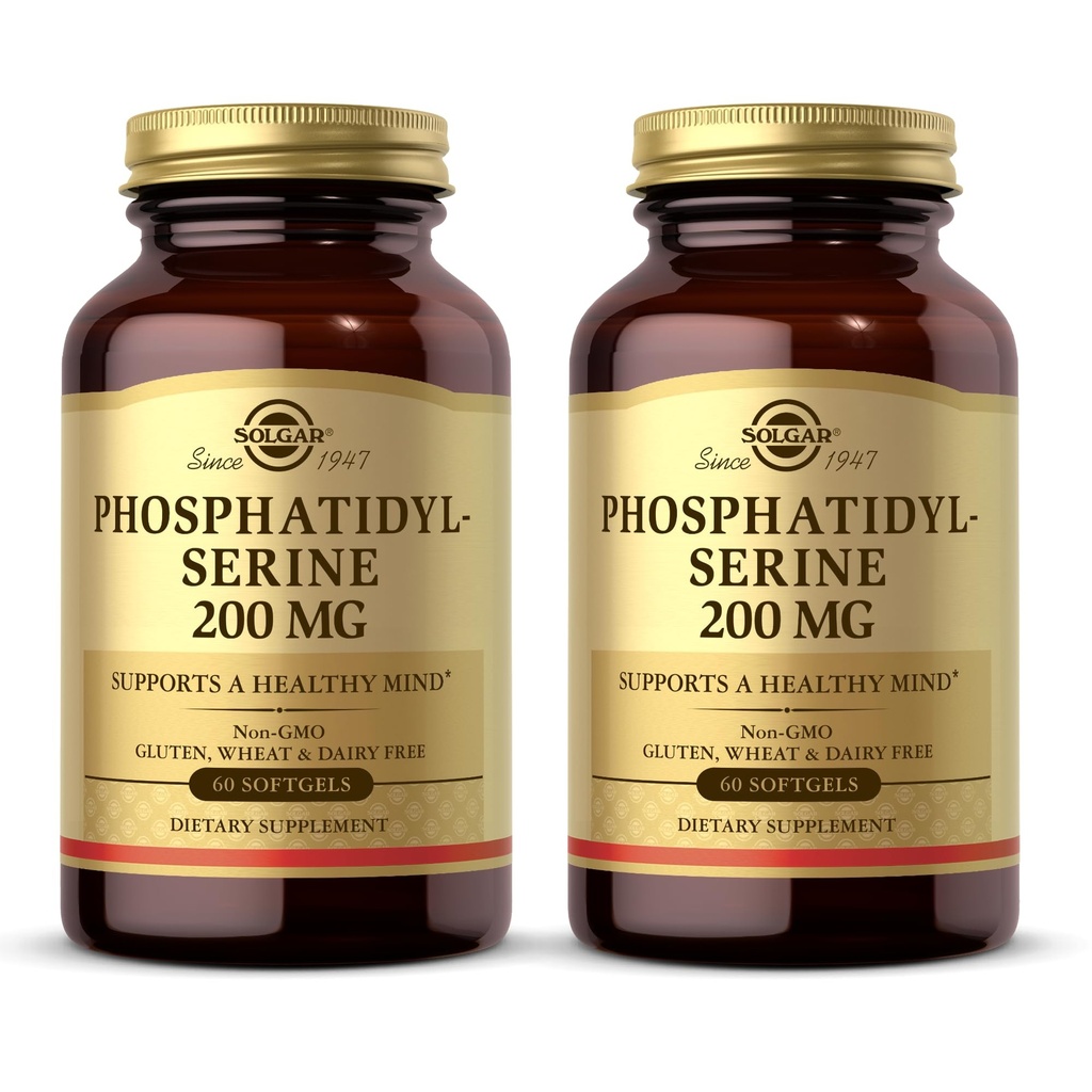 Solgar Phosphatidyl-Serine 200 mg, 60 Softgels (Pack of 2) - Premium Brain Health Supplement, Supports a Healthy Mind & Cognitive Function - Gluten Free, Dairy Free - 60 Servings