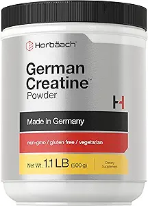 Horbäach German Creatine Powder 500g – 配有 Creapure → Vegetarian, Non-GMO 和 Gluten 免费饮食补充品在德国制造