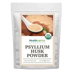 健康工程 Psyllium Husk 粉末有机 - 16 Oz / 1 Lb - Raw - 经认证的有机体 - 来自印度的精细地面粉末 - Keto, Vegen & Non-GMO - 纤维支持