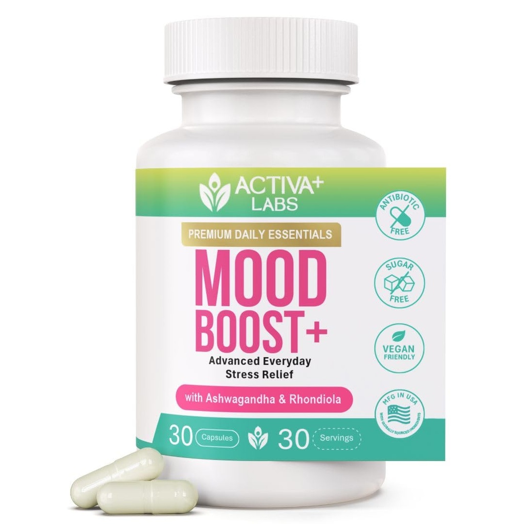Mood Boost | 24-in-1 B-Complex & Zinc | Calm Support & Stress Relief Supplement with Ashwagandha, L-Theanine & GABA | Natural Mood, Energy & Resilience | Non-GMO, Vegan | 30 Day Supply