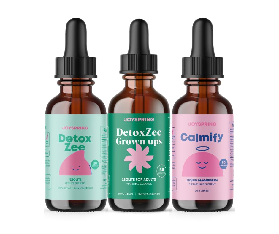 JoySpring Family Daily Wellness Bundle (Kids & Adults) – Zeolite Drops with Magnesium Glycinate, Vitamin B12 & D3 – Sugar-Free Routine Support