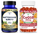 Lunakai USA Made Nattokinase 8000 FU Capsules + CoQ10 200mg Gummies Bundle – Non-GMO – 60ct Each