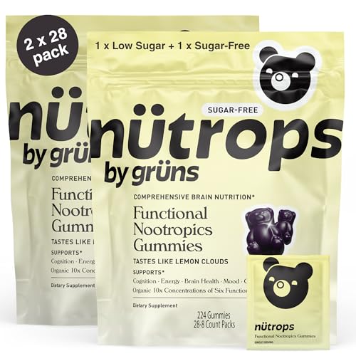 Original 28 pack Nutrops+ Sugar Free 28 pack Nutrops, 2x28 pack, Functional Nootropic Nutritional Gummies with more mushroom concentration, Lion's Mane, Reishi, Chaga, Cordycepts, for memory & focus