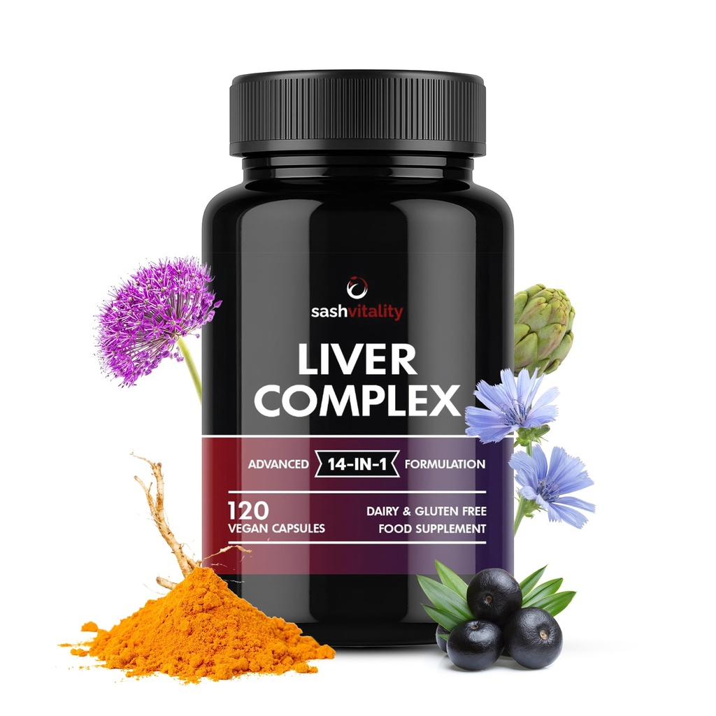 Liver Support Capsules High Strength - 13 Essential Natural Ingredients for Healthy Liver Function - Premium Liver Supplement - 120 Vegan Liver Pro Care Tablets - 8 Weeks Usage - UK Made Sash Vitality