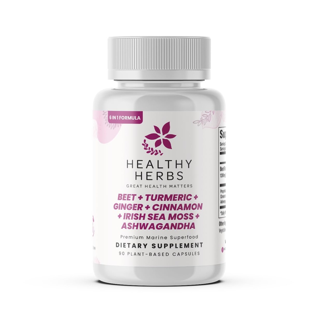 Healthy Herbs Wildcrafted Sea Moss Capsules | 1950mg BATCG-6 "Heart Complex Advanced Sea Moss Superblend | US-Made, Vegan, Non-GMO, Easy-Swallow (90 Capsules)