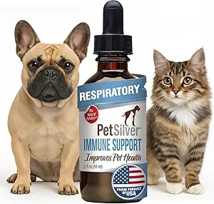 PetSilver 免疫支持 -- -- 促进猫和狗的呼吸卫生,Sinus 和 Kennel cough治疗,自然抗生素,过敏救济,Cheladel银配方,易用滴水器,美国 -- -- 2 fl oz