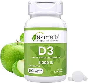 EZ 溶解维生素 D3 5,000 IU,无糖,3-月供应 - 1包