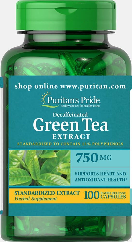 清教徒的荣誉 脱咖啡因绿茶标准化提取 750 mg-100 Capsules