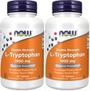 NOW Foods Supplements, L-Tryptophan 1,000 mg, Double Strength, Encourages Positive Mood*, Supports Relaxation*, 60 Tablets (Pack of 2)