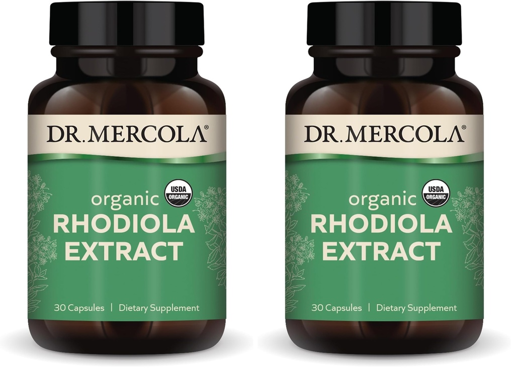 Dr. Mercola Rhodiola Extract, 30 Servings (30 Capsules), Dietary Supplement, Supports Mood and Stress Management, Non-GMO, Certified USDA Organic (Pack of 2)