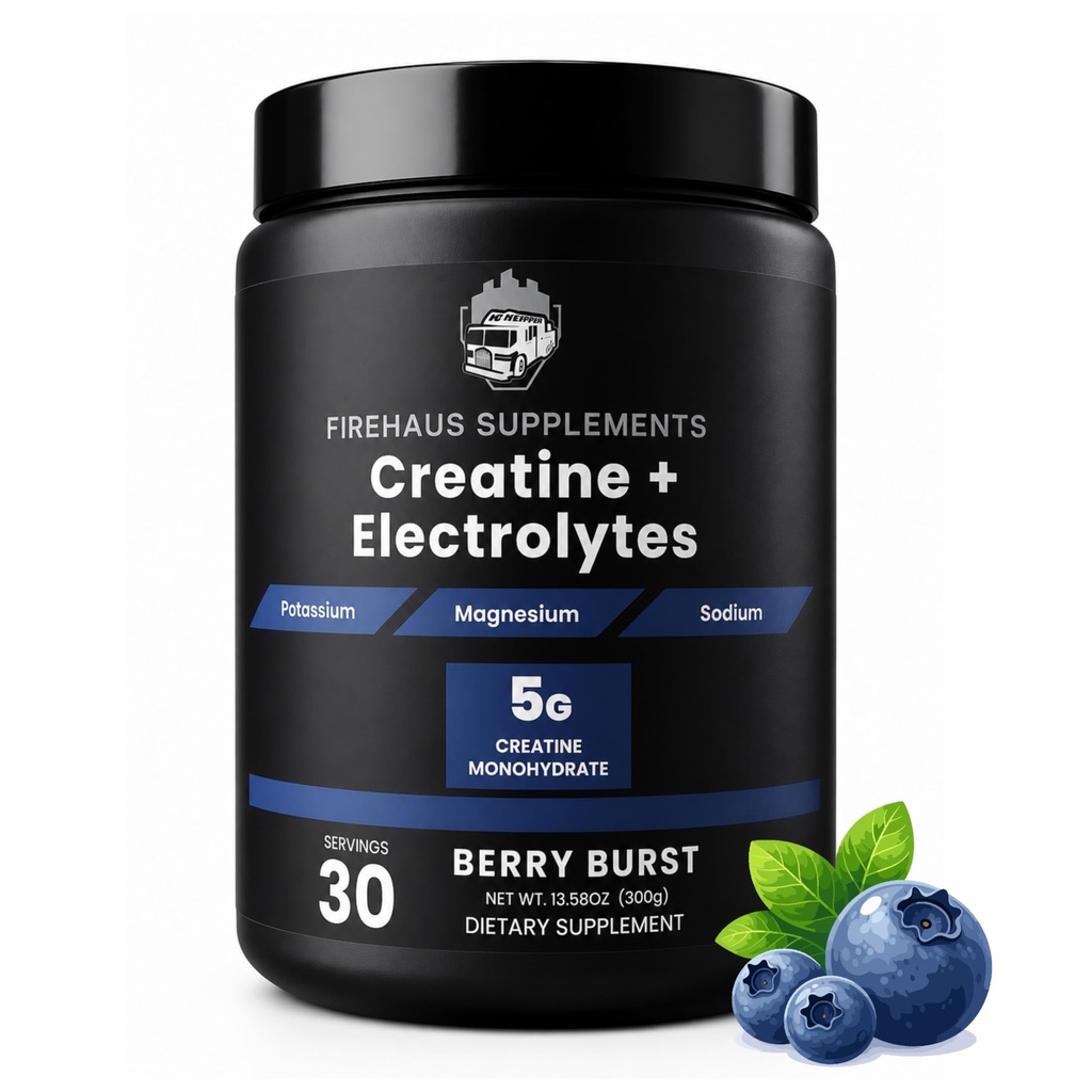 Creatine + Electrolytes, 5g Creatine Monohydrate with Potassium, Magnesium, and Sodium for Strength, Hydration, and Recovery Support, Berry Burst Flavor, 30 Servings