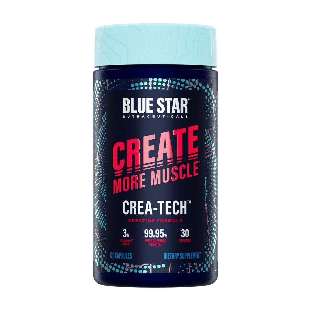 蓝星核糖体 CREA-TECH - Creapure Creatine 单水合物 - w/电解质. Creatine + Electrolytes Capsules - 构建肌肉和增强力量 → 30天供给 - 120 维吉 Capsules