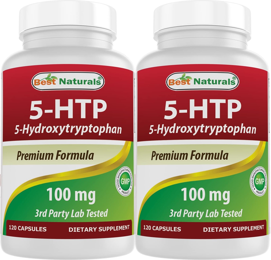 Best Naturals 2 Packs 5-HTP(5-羟基tryptophan) 100 mg 120 Capsules