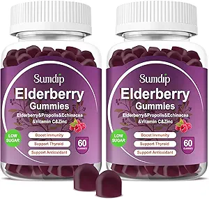 配有锌和维生素C的长莓果酱 配有维生素C的草药营养补充剂 Berry Flavor Vegan Gummy Non-GMO Gluten Free 60 Gummy-2 Pack