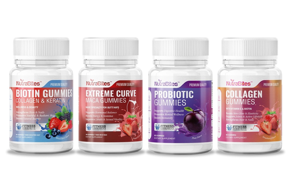 Women’s Wellness Pack - Biotin, Maca, Probiotic, and Collagen Gummies - Supports Hormonal Balance, Energy, Hair & Skin Health - 4-Pack for Daily Vitality