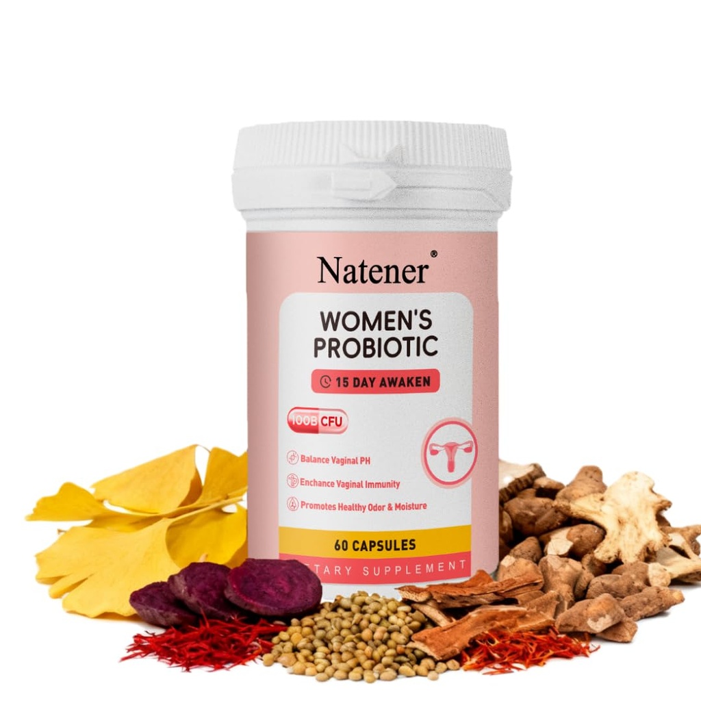 Vaginal Probiotics for Women - 200 Billion CFUs Women's probiotic + Slippery Elm + Maca Root -15 Day Awaken, Support Vaginal Moisture*, PH Balance*, Vaginal Dryness*, Immune* & Mood*, 60 Caps