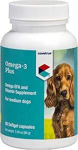 Omega-3和维生素补充软胶卡普尔中犬,31-60磅60厘米
