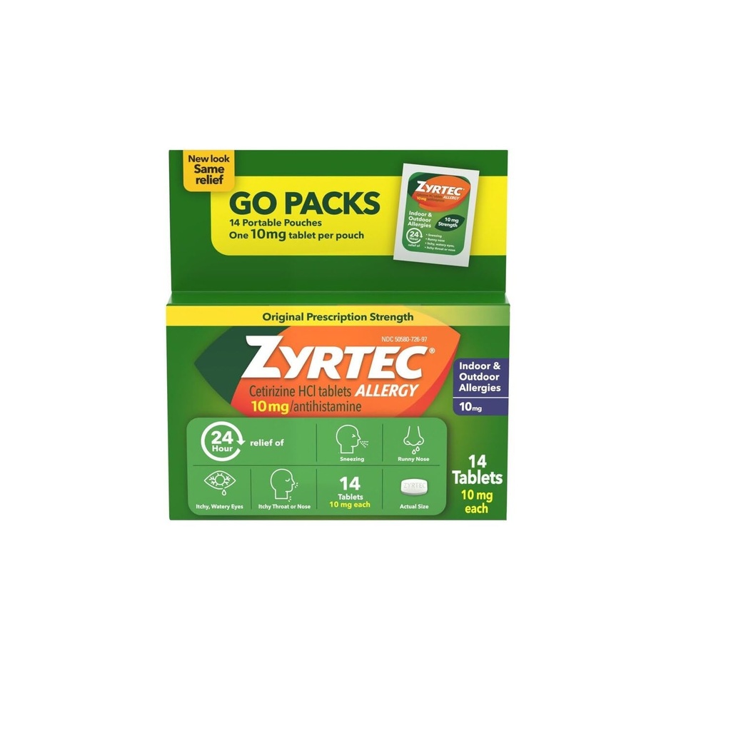 Zyrtec Allergy 10 mg Tablets Blister Pack - 14 ct, Pack of 2