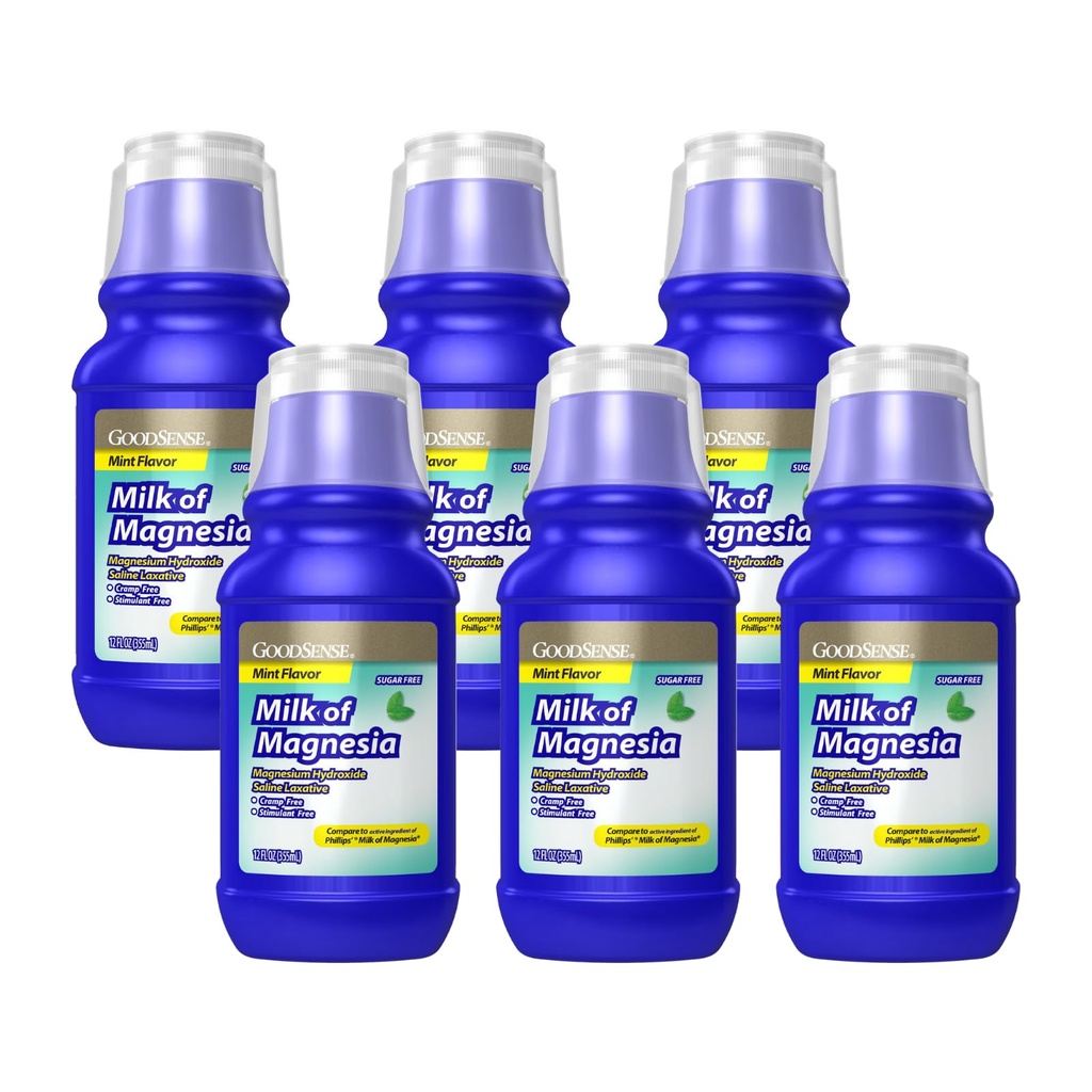 GoodSense Milk of Magnesia Sugar-Free Mint,12 Ounce (Pack of 6)
