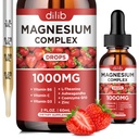 三重镁复合物补充剂,甘油镁,Blend,Citrate Liquid Drops 1000mg 与 Ashwagandha, CoQ10,维生素B6, C, D, Zinc - 支持冷静压力缓解, Bone, Muscle, Mood Vegan