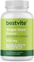 BESTVITE 葡萄种子提取500mg(120个植物卡普尔) - 无 Stearates - 标准化到95%的多酚