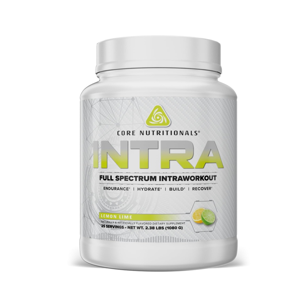 Core Nutritionals Intra Full Spectrum Intra Workout | Full Serving EAAs | Cyclic Dextrin & Dextrose | Endurance, Hydration, & Recovery | 25 Servings (Lemon Lime)