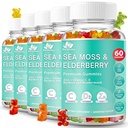 Irish Sea Moss Gummies with Elderberry – USA Made Vegan Gummies with Vitamin C, D & Zinc – Immune Support Supplement with Bladderwrack & Burdock Root for Adults & Kids – 5 Pack