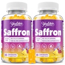 2 Pack Saffron Gummies 88.5mg - Saffron Supplements with Magnesium, Rhodiola Rosea, Ashwagandha, L-Theanine, Vitamins D3 & B6, Zinc - Supports Antioxidant Function, Pineapple Flavor, 120 Count