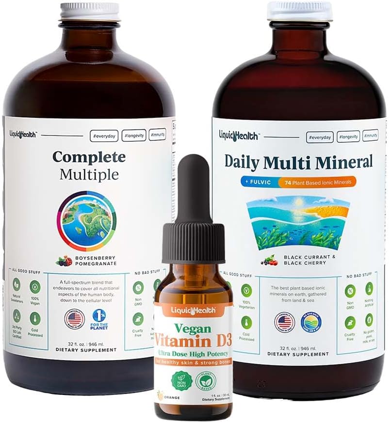 LIQUIDHEALTH 超豁免液体维生素盒,适用于具有完全多维素,每日多矿物质和维干维生素D3的成人 - 免疫支持维生素,全食品,维干,非转基因生物